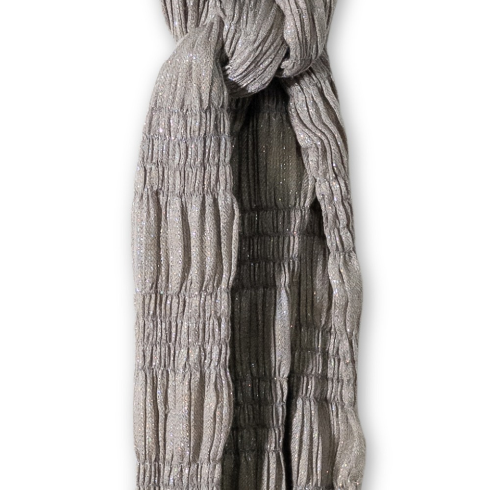 Silver Gray Metallic‎ Crinkle Scarf Shimmer Sparkle Evening Shawl Wrap